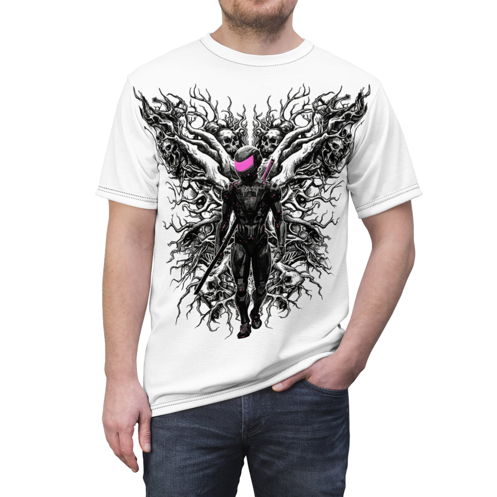 Gothic Angel Graphic Tee, Unique Art T-Shirt, Unisex AOP Shirt, Alternative Fashion Top, Edgy Gift for Her