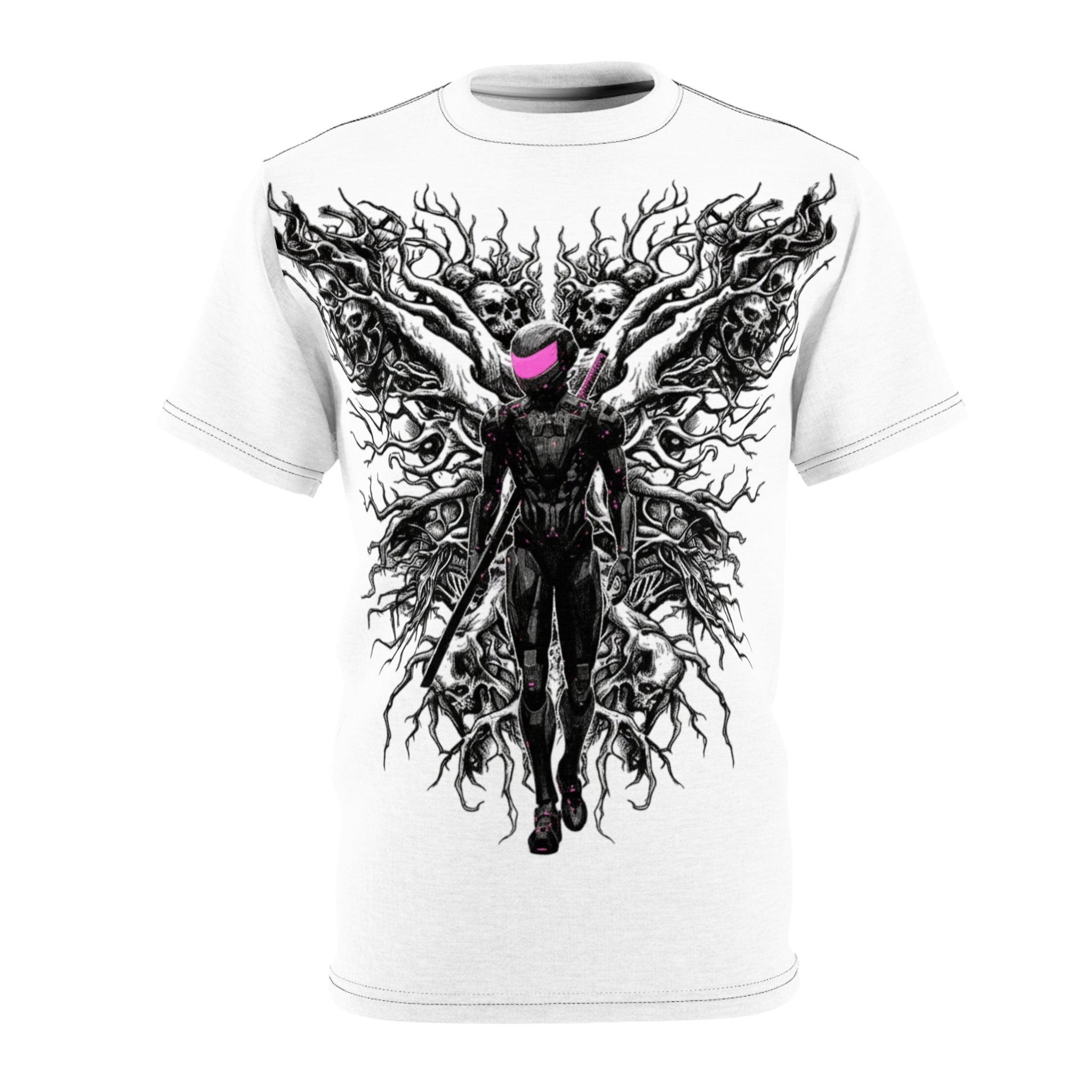 Gothic Angel Graphic Tee, Unique Art T-Shirt, Unisex AOP Shirt, Alternative Fashion Top, Edgy Gift for Her