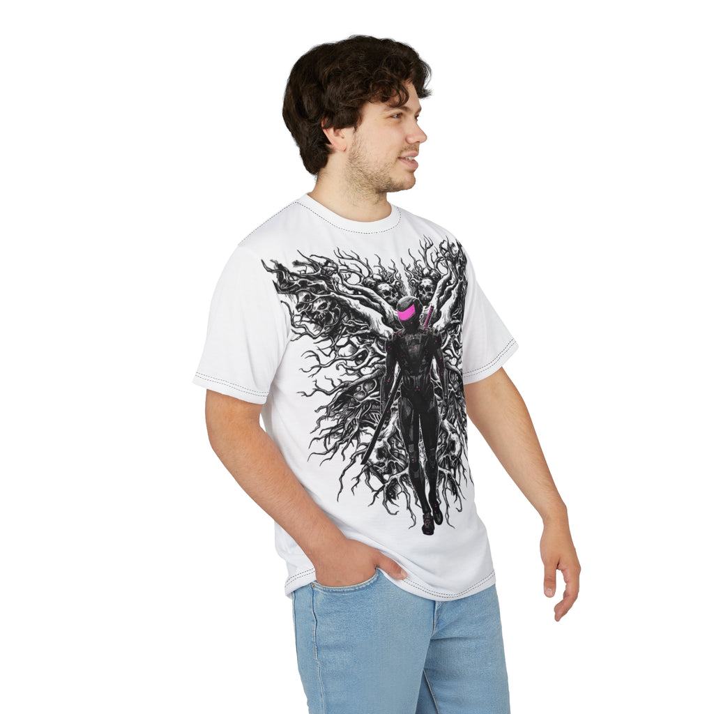 Gothic Angel Graphic Tee, Unique Art T-Shirt, Unisex AOP Shirt, Alternative Fashion Top, Edgy Gift for Her