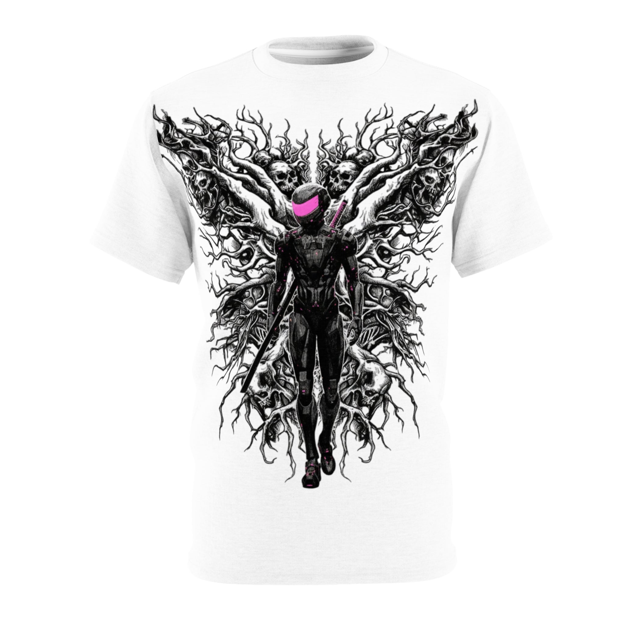 Gothic Angel Graphic Tee, Unique Art T-Shirt, Unisex AOP Shirt, Alternative Fashion Top, Edgy Gift for Her