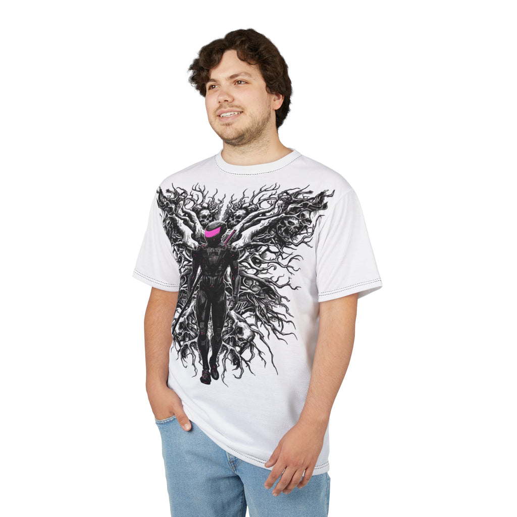 Gothic Angel Graphic Tee, Unique Art T-Shirt, Unisex AOP Shirt, Alternative Fashion Top, Edgy Gift for Her